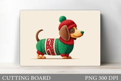 Dachshund Cutting Board. Christmas Cutting Board Design Product Image 1
