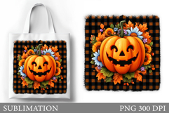 Halloween Pumpkin Sublimation. Halloween Tote Bag Design Product Image 1