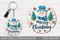 Cute Snowman Keychain Sublimation. Christmas Keychain Design Product Image 1