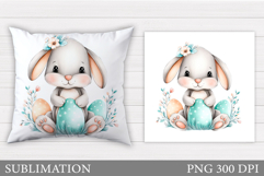 Easter Bunny Pillow Design. Easter Bunny Sublimation Product Image 1