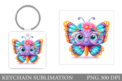 Cute Butterfly Keychain Design. Cute Butterfly Sublimation Product Image 1