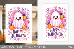 Cute Ghost Garden Flag. Cute Halloween Garden Flag Design Product Image 1