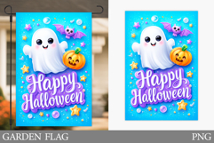 Cute Ghost Garden Flag Design. Halloween Pumpkin Garden Flag Product Image 1