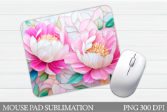 Peonies Mouse Pad Sublimation. Flowers Mouse Pad Design Product Image 1