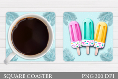 Ice Cream Coaster Design. Summer Coaster Sublimation Product Image 1
