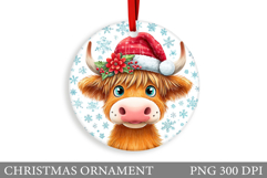 Cute Cow Christmas Ornament. Christmas Ornament Sublimation Product Image 1