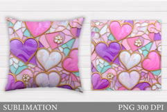 Hearts Pillow Sublimation. Valentines Pillow Design Product Image 1