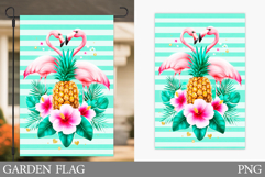 Flamingo Garden Flag Design. Summer Garden Flag Sublimation Product Image 1