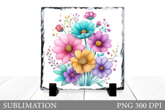 Wildflowers Slate Sublimation. Flowers Sublimation Product Image 1