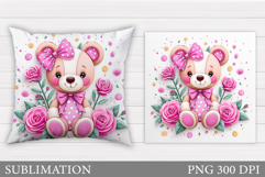 Cute Bear Pillow Sublimation. Cute Bear Sublimation Product Image 1