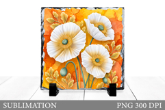 Flowers Square Sublimation. Floral Slate Sublimation Product Image 1