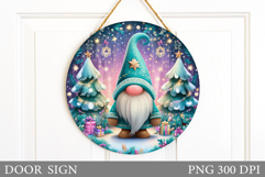 Christmas Gnome Door Sign. Christmas Door Sign Sublimation Product Image 1