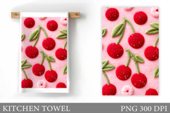 Crochet Cherry Kitchen Towel. Crochet Cherry Sublimation Product Image 1