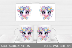 Cute Cow Mug Sublimation. Funny Cow Mug Wrap Design Product Image 1