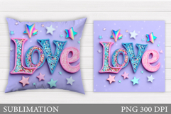 Love Pillow Design. Valentines Pillow Sublimation Product Image 1