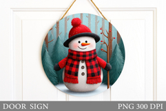 Christmas Snowman Door Sign. Christmas Door Sign Sublimation Product Image 1