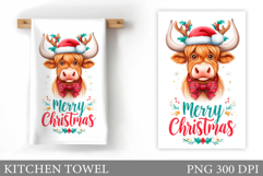 Cute Cow Kitchen Towel. Christmas Cow Kitchen Towel Design Product Image 1