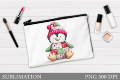 Penguin Cosmetics Bag. Christmas Makeup Bag Sublimation Product Image 1