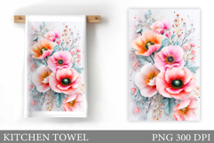 Wildflowers Kitchen Towel. Flowers Kitchen Towel Sublimation Product Image 1