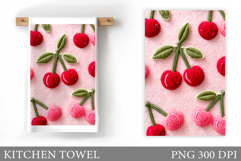 Crochet Cherry Kitchen Towel. Crochet Cherry Sublimation Product Image 1