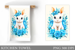 Cute Bunny Kitchen Towel Design. Cute Bunny Sublimation Product Image 1