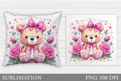 Cute Bear Pillow Sublimation. Cute Bear Sublimation Product Image 1