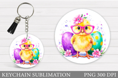 Easter Chick Keychain Sublimation. Easter Keychain Design Product Image 1