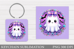 Halloween Ghost Keychain. Halloween Keychain Sublimation Product Image 1
