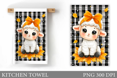 Fall Lamb Kitchen Towel. Fall Kitchen Towel Sublimation Product Image 1