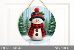 Christmas Snowman Door Sign. Christmas Door Sign Sublimation Product Image 1