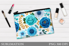 Floral Makeup Bag. Flowers Makeup Pouch Sublimation Product Image 1