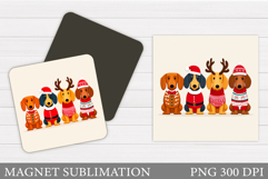 Christmas Dachshund Magnet. Christmas Magnet Sublimation Product Image 1