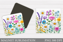 Wildflowers Magnet Design. Flowers Magnet Sublimation Product Image 1