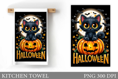 Cute Cat Kitchen Towel. Halloween Kitchen Towel Design Product Image 1