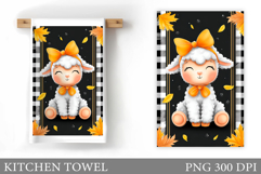 Fall Lamb Kitchen Towel. Fall Kitchen Towel Sublimation Product Image 1