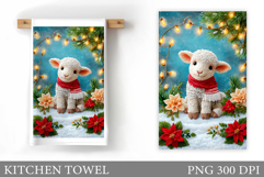 Christmas Lamb Kitchen Towel. Christmas Kitchen Towel Design Product Image 1