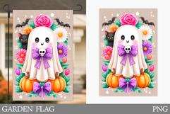 Cute Ghost Garden Flag Design. Halloween Pumpkin Garden Flag Product Image 1