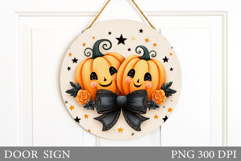 Cute Pumpkin Door Sign. Halloween Door Sign Design Product Image 1