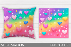 Hearts Pillow Design. Valentines Pillow Sublimation Product Image 1
