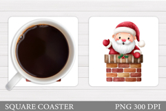 Cute Santa Coaster Sublimation. Santa Claus Coaster Design Product Image 1