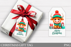Christmas Gift Tag Design. Christmas Cow Gift Tag Printable Product Image 1