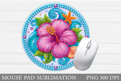Hibiscus Mouse Pad Sublimation. Floral Mouse Pad Design Product Image 1