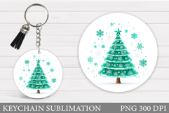 Christmas Tree Keychain. Christmas Round Keychain Design Product Image 1