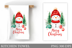 Snowman Kitchen Towel Design. Christmas Kitchen Towel Product Image 1