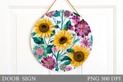 Flowers Door Sign Design. Floral Door Sign Sublimation Product Image 1