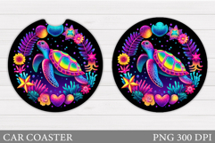 Sea Turtle Car Coaster. Sea Turtle Sublimation Product Image 1