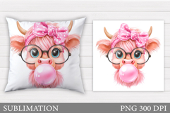 Cute Cow Pillow Design. Cute Cow Sublimation Product Image 1