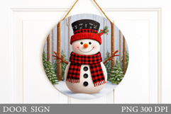 Christmas Snowman Door Sign. Christmas Door Sign Sublimation Product Image 1