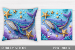 Whale Pillow Sublimation. Whale Sublimation Product Image 1