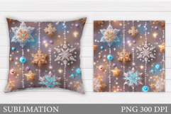 Snowflakes Pillow Design. Winter Pillow Sublimation Product Image 1